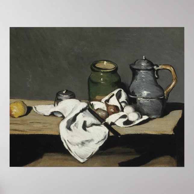 Pôster Paul Cezanne - A Vida Estática com Kettle (Frente)