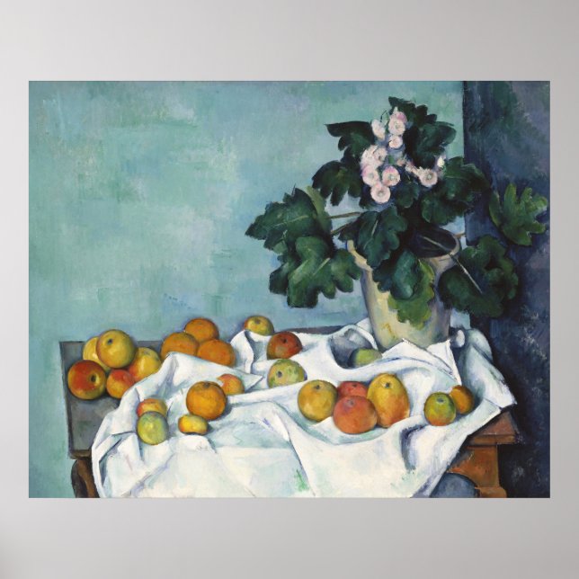 Poster Paul Cézanne Apples e um Pote de Primroses (Frente)