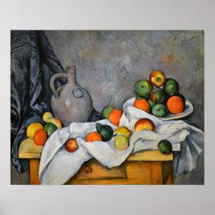 Poster Paul Cezanne - Cortina, Jarro e Fruteira