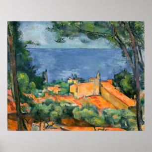 Poster Paul Cezanne - Estaque com Telhados Vermelhos