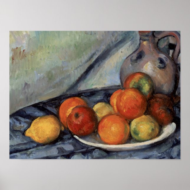 Poster Paul Cezanne - Fruit And A Jug On A Table (Frente)