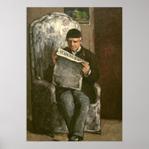 Pôster Paul Cezanne o pai do artista, lendo do "o v�
