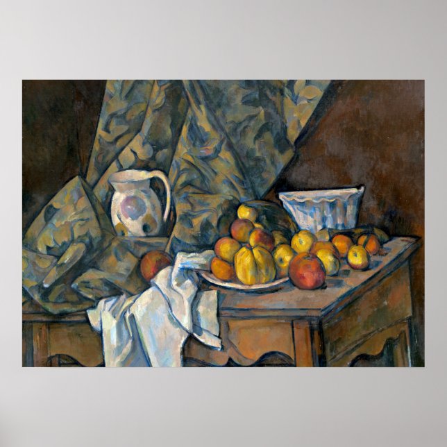 Pôster Paul Cezanne | Vida tranquila com maçãs e pêssegos (Frente)