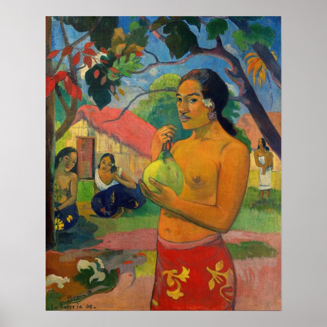 Poster Paul Gauguin - Mulher Segurando uma Fruta (Frente)