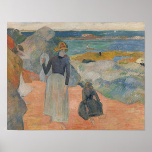 Poster Paul Gauguin - On Beach in Brittany