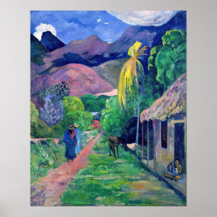 Poster Paul Gauguin - Rua em Tahiti