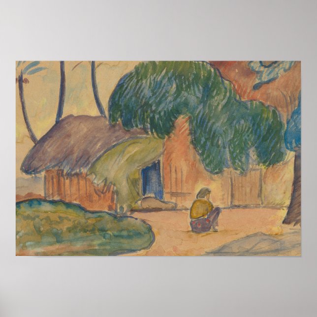 Poster Paul Gauguin - Tahitian Hut (Frente)