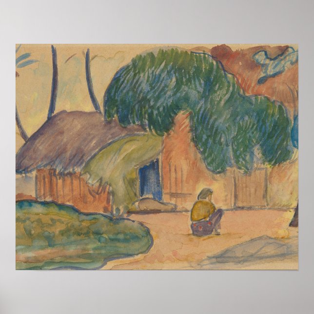 Poster Paul Gauguin - Tahitian Hut (Frente)