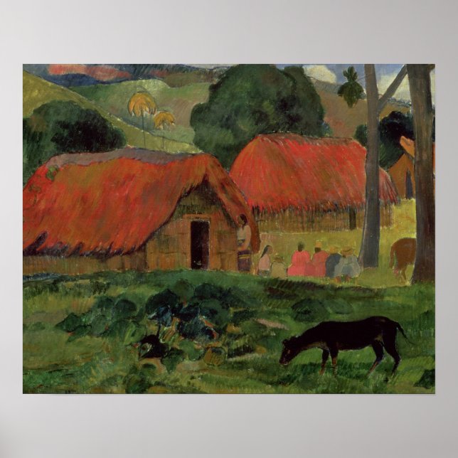 Poster Paul Gauguin | The Three Huts, Tahiti, 1891-92 (oi (Frente)