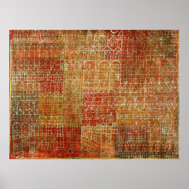 Poster Paul Klee abstrato trabalho de arte, Catedral (Frente)