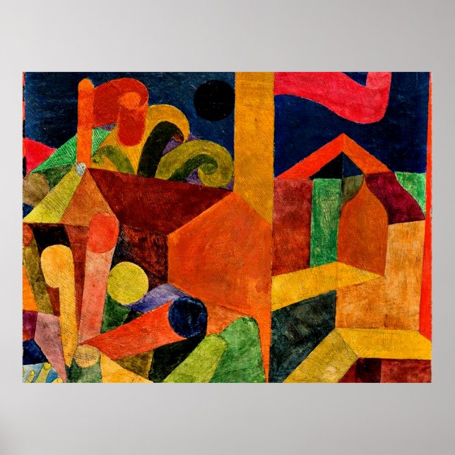 Poster Paul Klee art, Paisagem com Sinalizadores (Frente)
