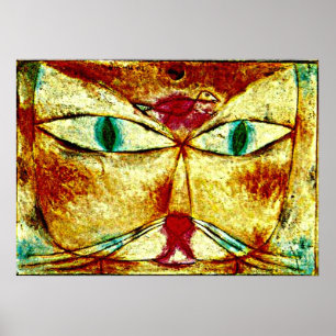 Poster Paul Klee art: Pintura de Cat e Bird por Klee