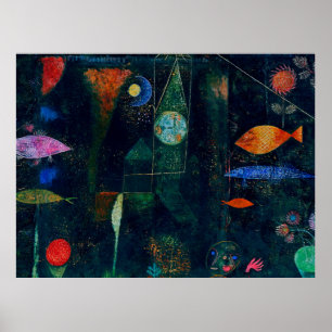 Poster Paul Klee Fish Magic Abstrato Pintura Gráfica