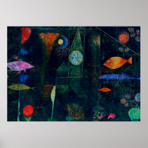 Poster Paul Klee Fish Magic Abstrato Pintura Gráfica