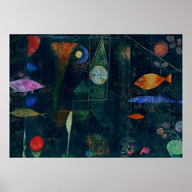 Poster Paul Klee Fish Magic Abstrato Pintura Gráfica (Frente)
