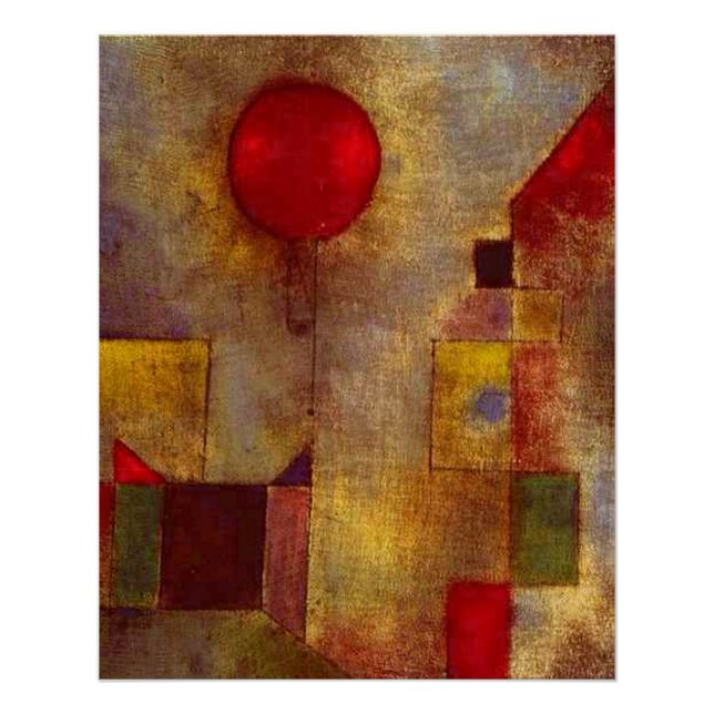 Pôster Paul Klee Red Balloon Abstrato Arte Colorida (Frente)