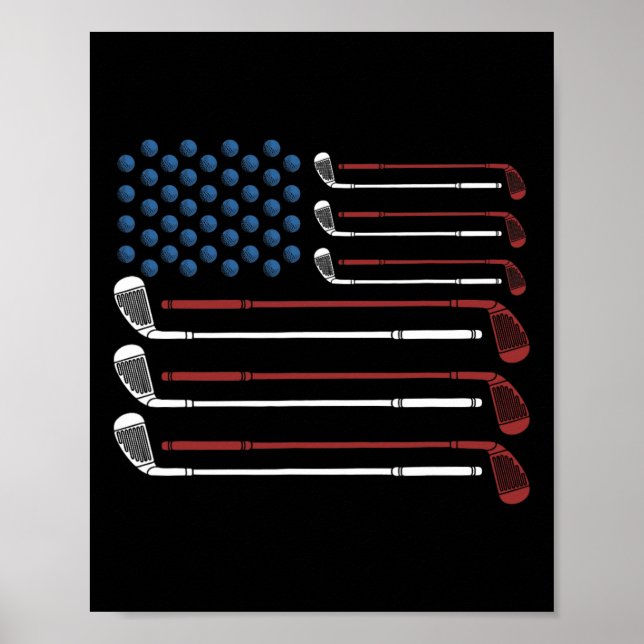 Poster Paus de Golfe Bandeira dos EUA Vermelho Branco e A (Frente)