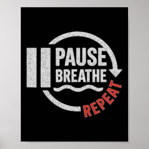 Poster Pausar Respirar Repetir Ioga Motivacional Meditaçã