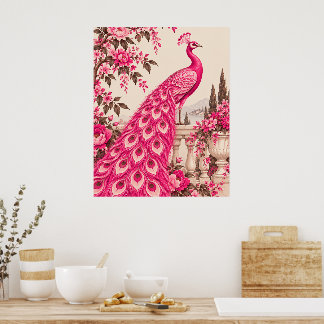 Poster Pavão Botânico de Casamento | Couture Rosa