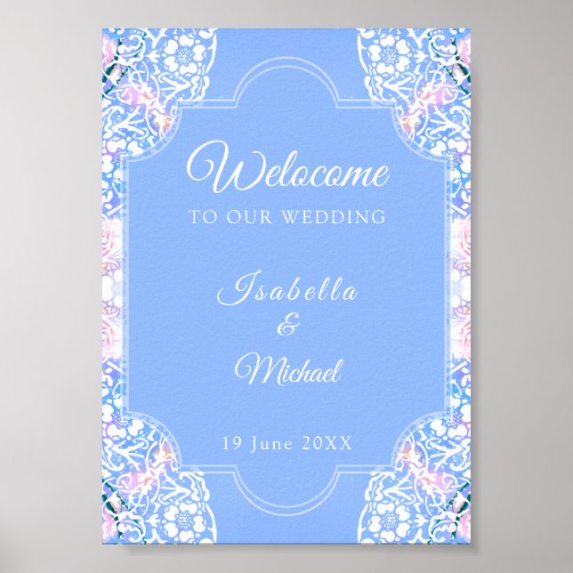 Poster Pavão branco e sakura florescente / Romântico (Frente)