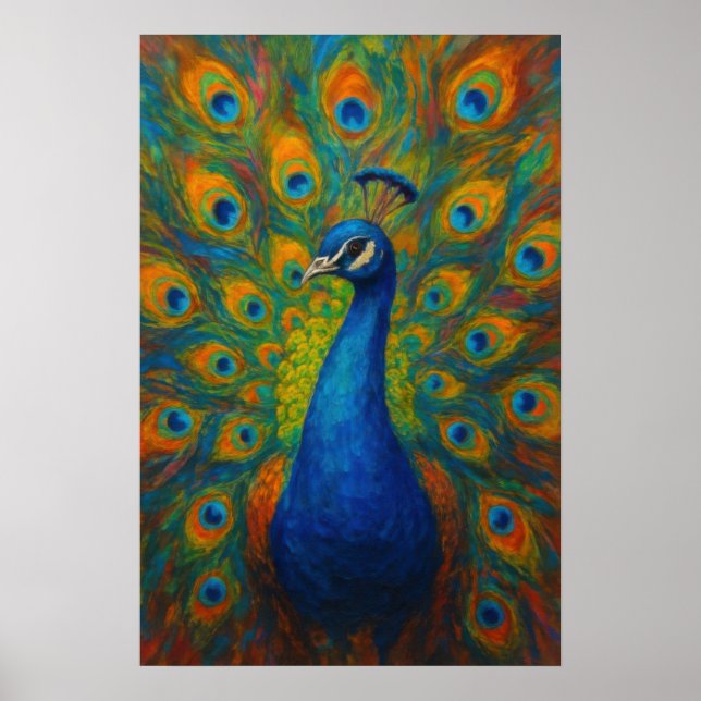 Poster Pavão em Aquarela  (Frente)