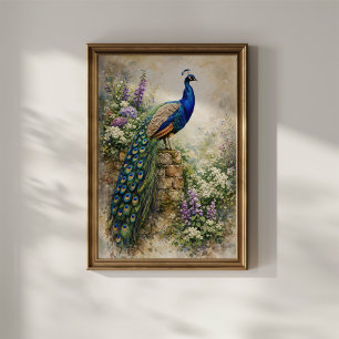 Poster Pavão no Jardim Floral
