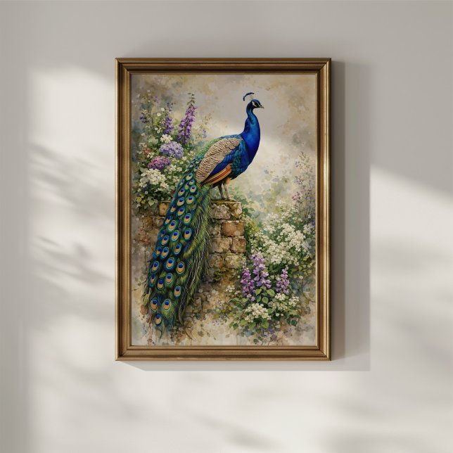 Poster Pavão no Jardim Floral (Criador carregado)