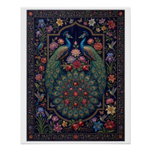 Pôster Pavão Ornamental Elegante Fleece Botânico Ornament