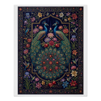 Pôster Pavão Ornamental Elegante Fleece Botânico Ornament