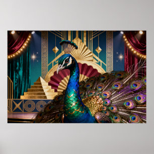 Poster Pavão Real em Grandeza Dourada: Um Majestoso