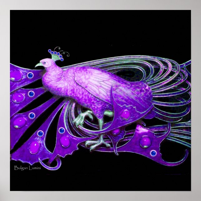 Pôster PAVÃO, roxo azul violeta preto (Frente)