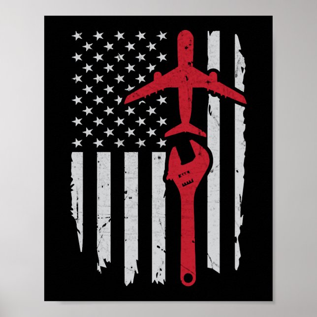 Poster Pavilhão americano da aeronave mecânica Roupa (Frente)