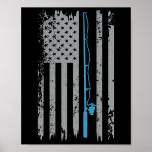 Poster Pavilhão Americano Pesca Vintage Pescador