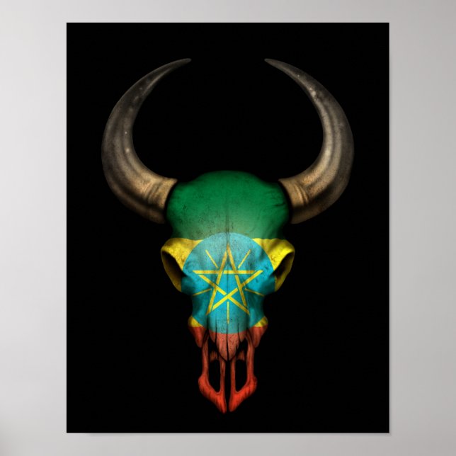 Poster Pavilhão Etíope - Caveira em Preto (Frente)