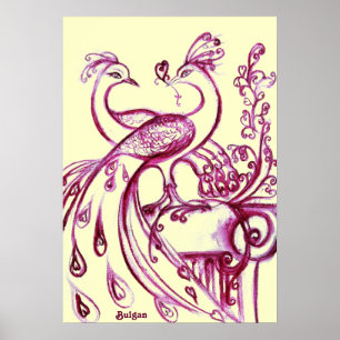 Poster PAVÕES APAIXONADOS, Vermelho e Creme