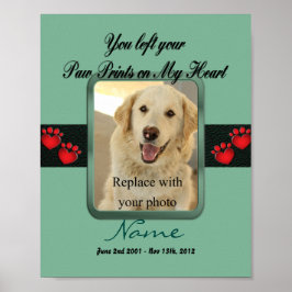 Poster Paw imprime em meu coração - verde-mint