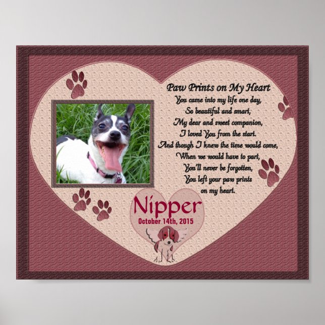 Pôster Paw Imprime no Meu Memorial do Cachorro (Frente)