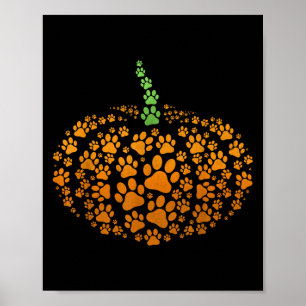 Poster Paw Print Pumpkin Halloween