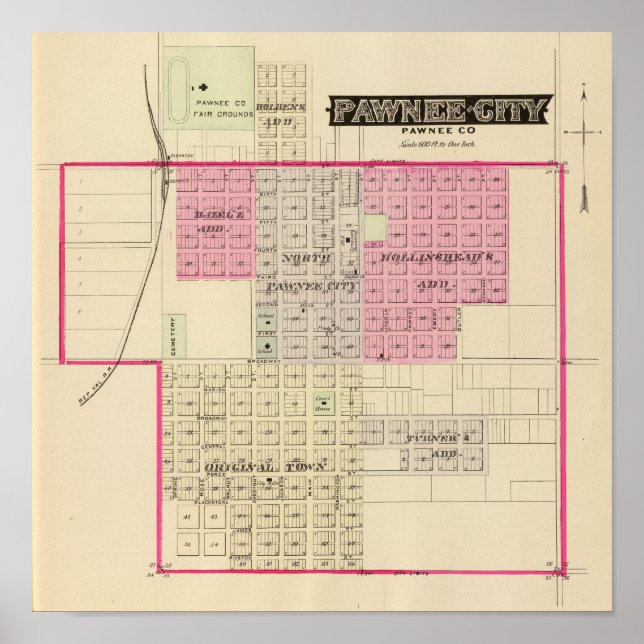 Pôster Pawnee City, Nebraska (Frente)