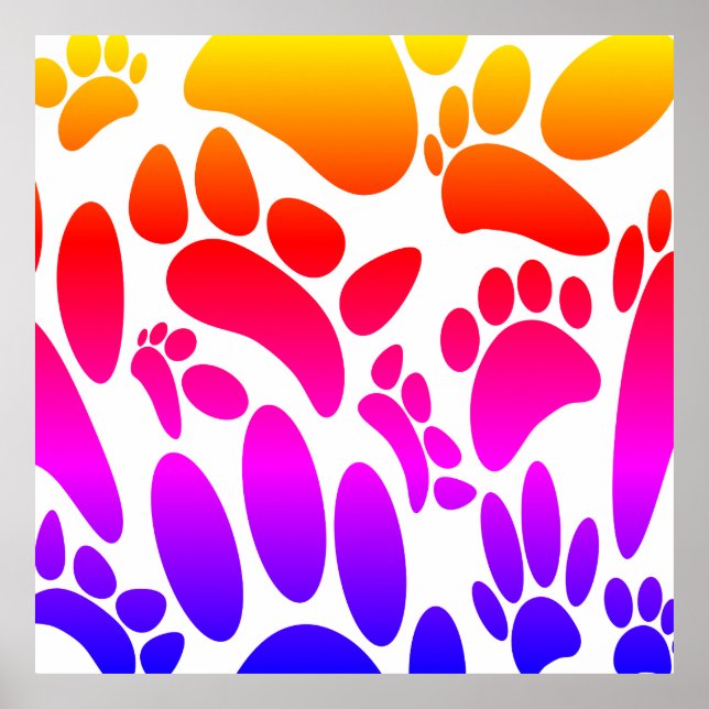 Poster Pawprint colorido do Abstrato (Frente)