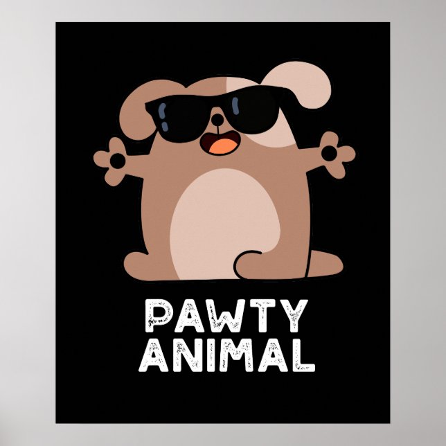 Poster Pawty Animal Funny Party Cachorro Escuro BG (Frente)