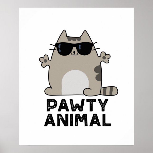 Poster Pawy Animal Funny Party Cat Pun (Frente)