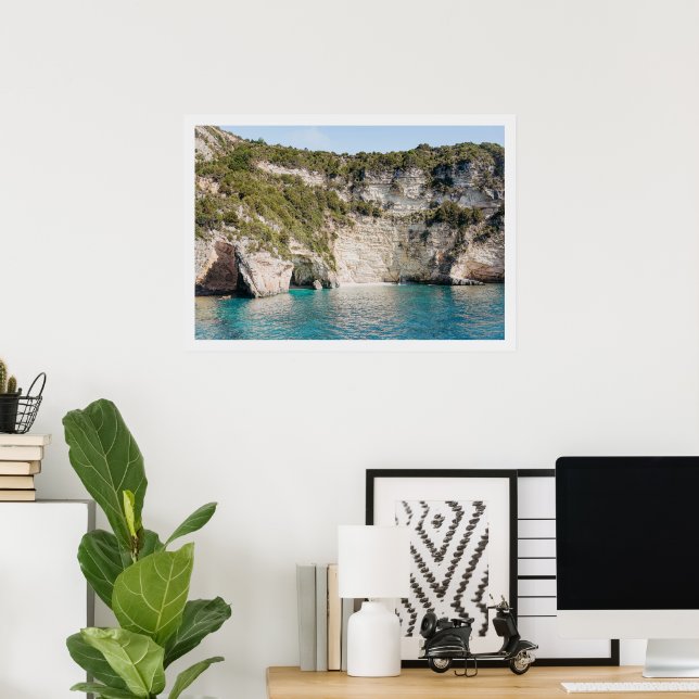 Poster Paxos Caves Greece Coastal Wall Art (Escritório em casa)