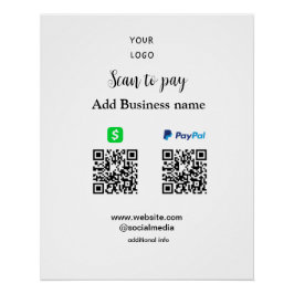 Pôster Paypal Cashapp digitalizar para pagar QR adicionar