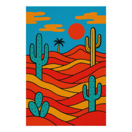 Pôster Paysage Désertique Abstrait Géométrique