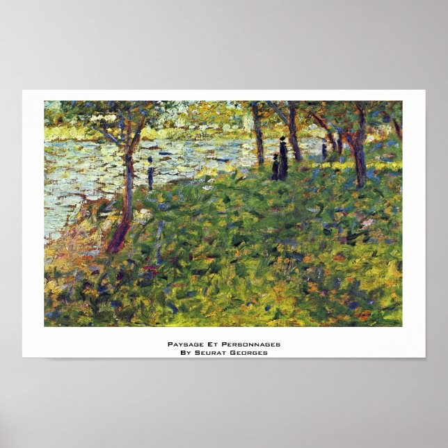Pôster Paysage Et Personnages Por Seurat Georges (Frente)