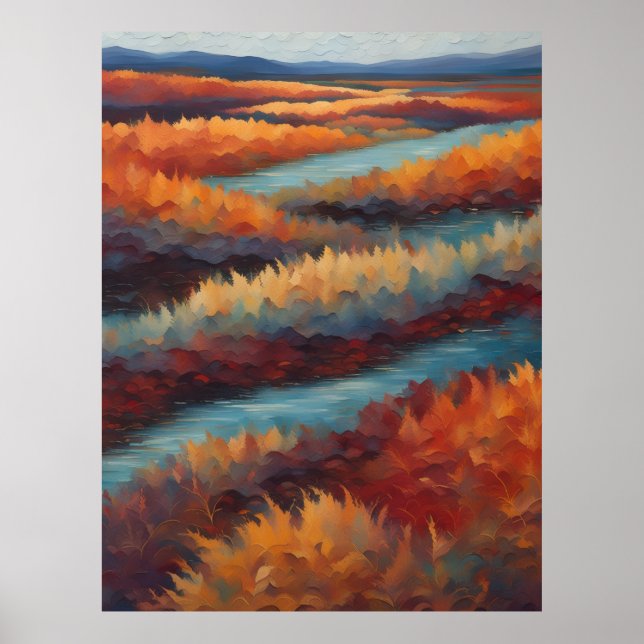 Poster Paysage impressionniste aux couleurs d'automne (Frente)