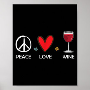 Poster Paz Ama Vinho Engraçado Presente Para As Mulheres