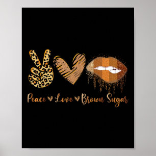 Poster Paz Amor Açúcar Mascate Leopardo Mão Coração E Láb