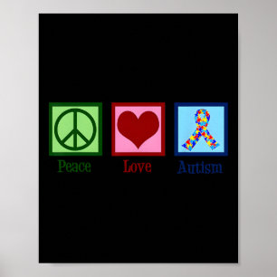 Poster Paz Amor Autismo Quebra-cabeça Sensibilização Home